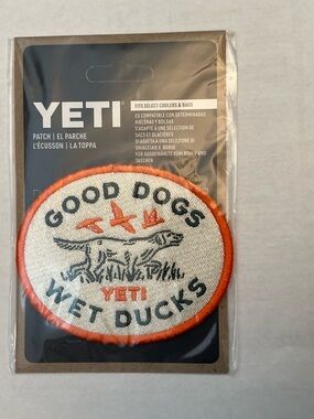 YETI Good Dogs Wet Ducks Embroidered Patch - Orange, White, Black